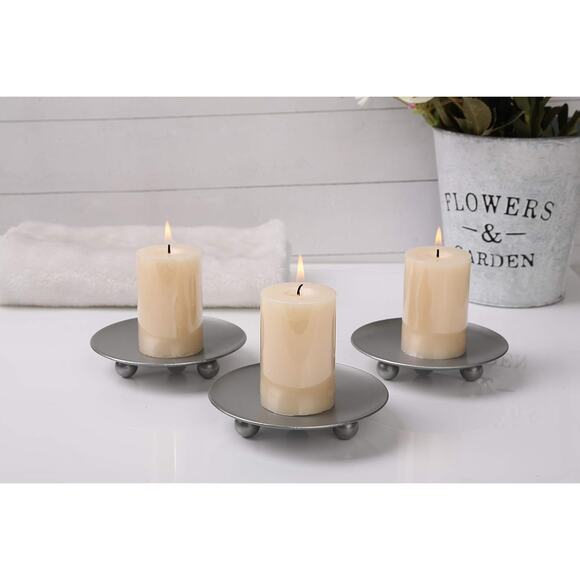 Scwhousi Other - Scwhousi Silver‎ Iron Plate Candle Holder Platform Set of 3
